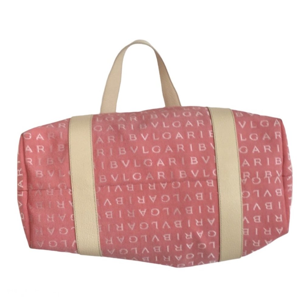 BVLGARI MAEREA Pink/Coral Leather Trim Satchel - Picture 9 of 13